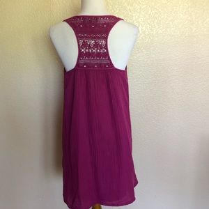 New Micheal Stars Gauze Embroidered Racerback Tank Mini Shift tDress S Purple